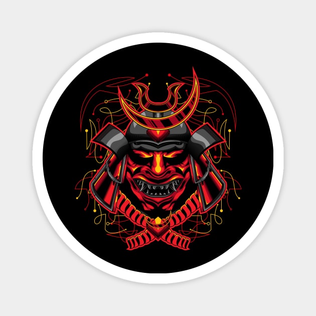 samurai head japan Magnet by SHINIGAMII